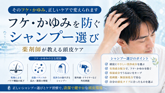 フケ・かゆみを防ぐシャンプー選び｜薬剤師が教える頭皮ケア
